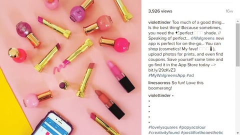 Violet Tinder Walgreens 'Too Much of a Good Thing' Instagram Update